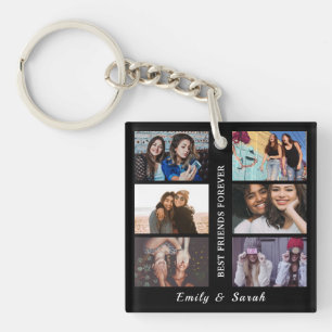 Best Friend Forever Custom 6 Photo collage & Name Sleutelhanger