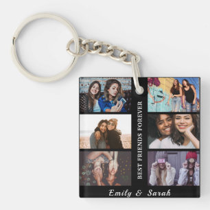 Best Friend Forever Custom 6 Photo collage & Name Sleutelhanger