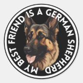 Best Friend German Shepherd Ronde Sticker (Voorkant)