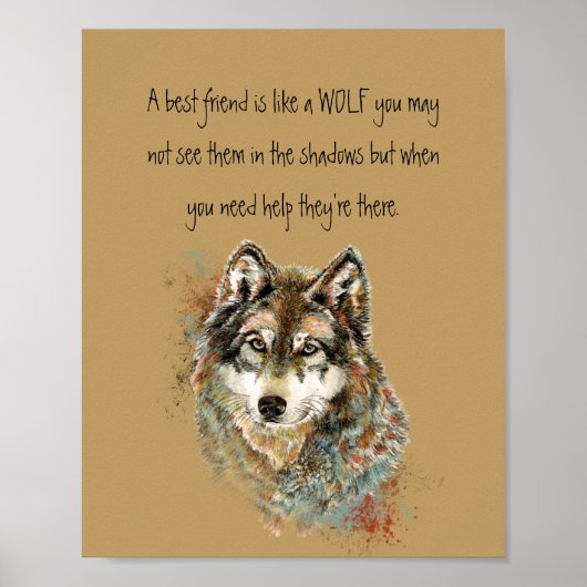 Best Friend Inspirerend Quote Wolf, Wolves Post Poster (Voorkant)