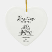 Best Friend Line Art Personalized Names Keepsake Keramisch Ornament (Voorkant)