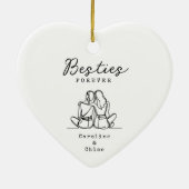 Best Friend Line Art Personalized Names Keepsake Keramisch Ornament (Achterkant)