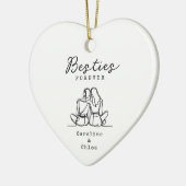 Best Friend Line Art Personalized Names Keepsake Keramisch Ornament (Links)