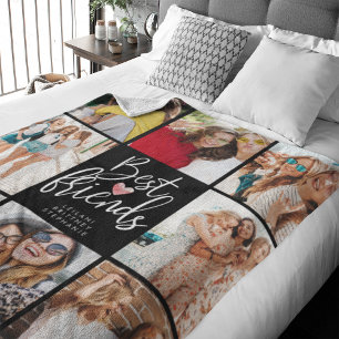 Best Friend Photo Collage Black Fleece Deken