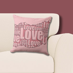 Best Friend Roze Liefde Typografie Patroon  Kussen