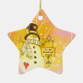 Best Friend Snowman Star Ornament