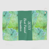 Best Friend Vacation Artistic Green Girls Trip Golfhanddoek (Horizontaal)