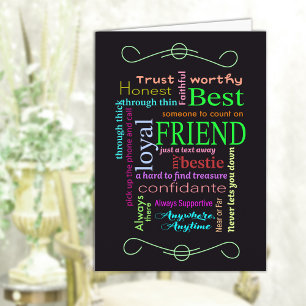 Best Friend Word Art Wenskaart Kaart