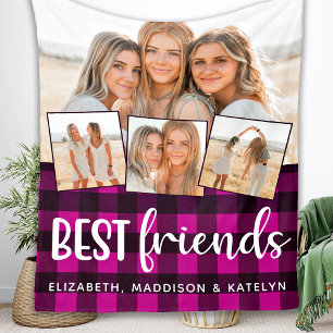 Best Friends 4 Foto collage Buffalo Pset Pink Fl Fleece Deken