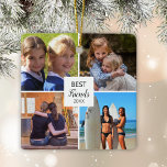 Best Friends 4 Photo Collage Bestie<br><div class="desc">Le cadeau parfait pour votre longue amitié de vie avec votre BFF. Ajouter jusqu'à 4 photos et date à cet ornement de Noël en céramique. Les modèles fournis incluent le collage photo et une date que vous pouvez personnaliser. Pour les seins, bff'a et de longs amis à vivre donnent le...</div>