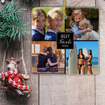 Best Friends 4 Photo Collage Friendship<br><div class="desc">Le cadeau parfait pour votre longue amitié de vie avec votre BFF. Ajouter jusqu'à 4 photos et date à cet ornement de Noël en céramique. Les modèles fournis incluent le collage photo et une date que vous pouvez personnaliser. Pour les seins, bff'a et de longs amis à vivre donnent le...</div>