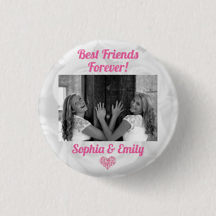 Best Friends Besties BFF toevoegen Fotonamen Stemp Ronde Button 3,2 Cm