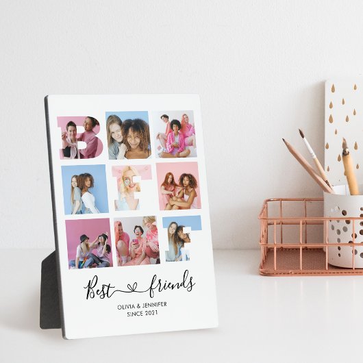 Best Friends BFF Photo Grid Collage Heart Script Fotoplaat