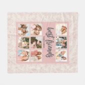 Best Friends BFF Pink Photo Collage with Names Fleece Deken (Voorkant (Horizontaal))