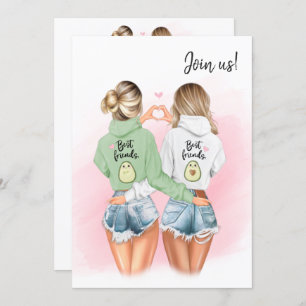 Best Friends Blonde Bachelorette Invitation