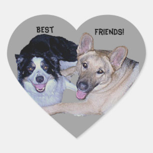 Best Friends Border Collie & German Shepherd Hart Sticker
