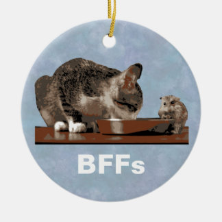 Best Friends Cat & Mouse Sharing Food Bowl Keramisch Ornament