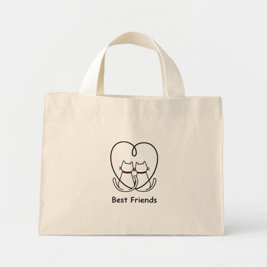 Best Friends Cats Heart Tail Mini Tote Bag (Voorkant)