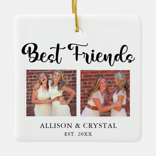 Best Friends Collage 2 Square fotoscript BFF Keramisch Ornament (Voorkant)