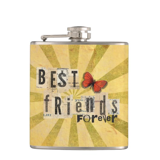 Best Friends Collage Word Cutout Butterfly Heupfles (Voorkant)