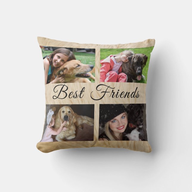 Best Friends Custom 4 Dog Photo Collage Kussen (Voorkant)