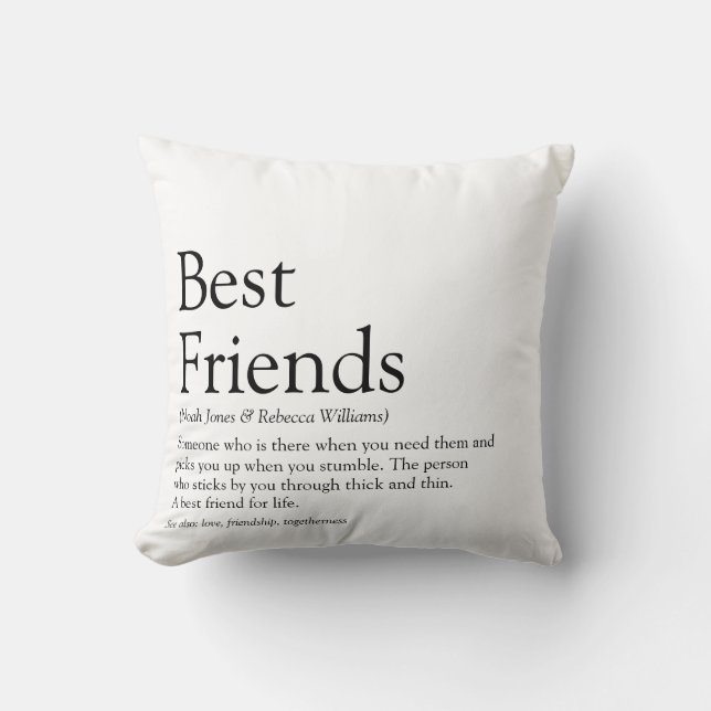 Best Friends Definition Modern Fun Black en White Kussen (Voorkant)