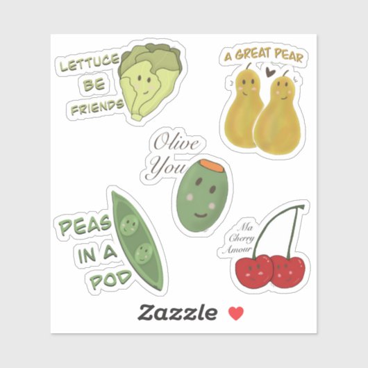 Best Friends Food Pun Sticker Sheet (Vel)