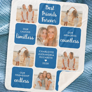 Best Friends Forever Aangepast 6 Foto Collage Blue Sherpa Deken