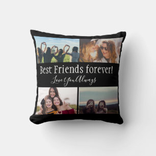Best Friends Forever, BFF, Photo Collage Black Kussen