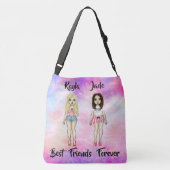 Best Friends Forever Blonde en Brunette Custom Crossbody Tas (Achterkant)