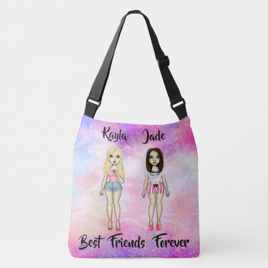 Best Friends Forever Blonde en Brunette Custom Crossbody Tas (Voorkant)