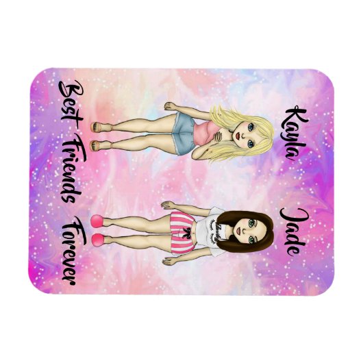 Best Friends Forever Blonde en Brunette Custom Magneet (Horizontaal)