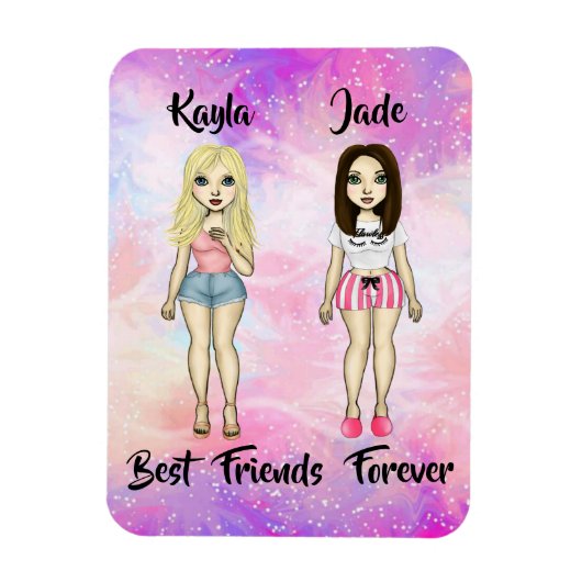Best Friends Forever Blonde en Brunette Custom Magneet (Verticaal)