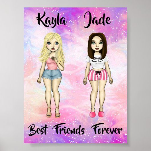 Best Friends Forever Blonde en Brunette Custom Poster (Voorkant)