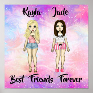 Best Friends Forever Blonde en Brunette Custom Poster