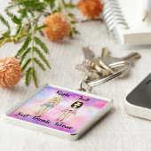 Best Friends Forever Blonde en Brunette Custom Sleutelhanger (Zijkant)