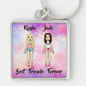 Best Friends Forever Blonde en Brunette Custom Sleutelhanger (Voorkant)