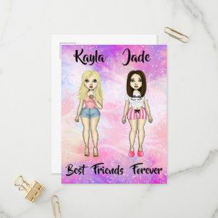 Best Friends Forever Blonde en Brunette Custom Uitnodiging Briefkaart