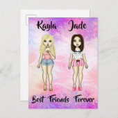 Best Friends Forever Blonde en Brunette Custom Uitnodiging Briefkaart (Voorkant / Achterkant)
