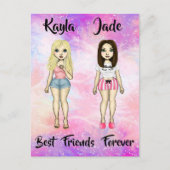 Best Friends Forever Blonde en Brunette Custom Uitnodiging Briefkaart (Voorkant)