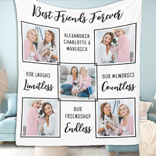 Best Friends Forever Custom 5 Photo Friendship Fleece Deken