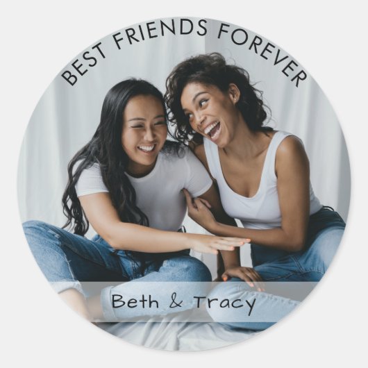 Best Friends Forever Custom Foto & Name Sticker (Voorkant)