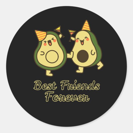 BEST FRIENDS FOREVER, FUNNY AVOCADO, FRIENDS DAY RONDE STICKER (Voorkant)