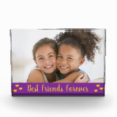 Best Friends Forever Gold Hearts Script Paars Fotoblokken (Voorkant)
