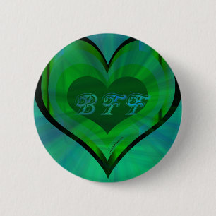 Best Friends Forever Green Heart Ronde Button 5,7 Cm