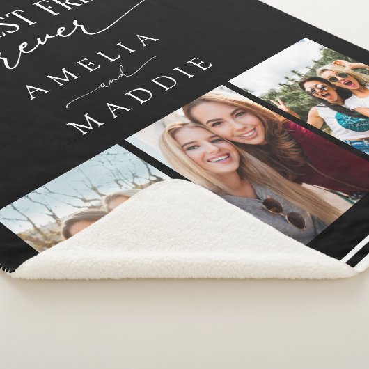 Best Friends Forever Photo Collage Black Sherpa Deken (3/4)