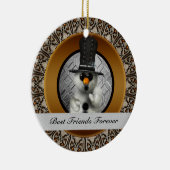 Best Friends Forever Snowman kerstversiering Keramisch Ornament (Rechts)