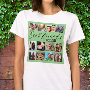 Best Friends Green Modern Photo Collage T-shirt