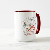 Best Friends Heart Hands Floral Quote Combo Mug (Devant droit)
