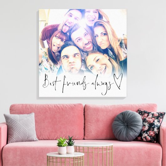 Best Friends Heart Script Photo Canvas Prin (Insitu (Woonkamer))